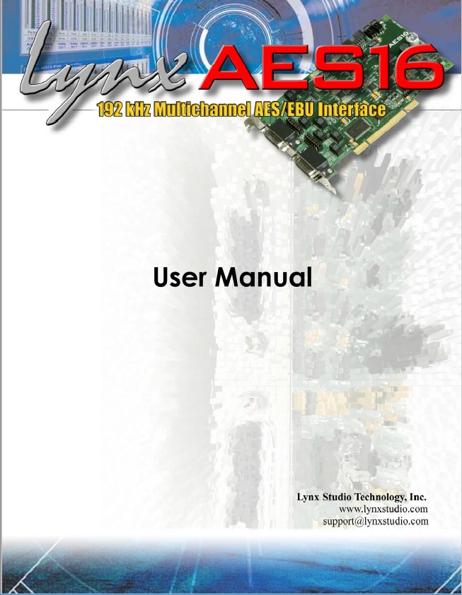 AES16 User's Manual - Downloads - Lynx Studio Technology, Inc.