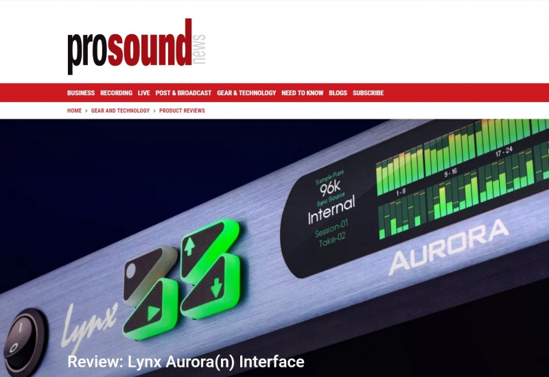 Aurora (n) gets reviewed in Pro Sound News